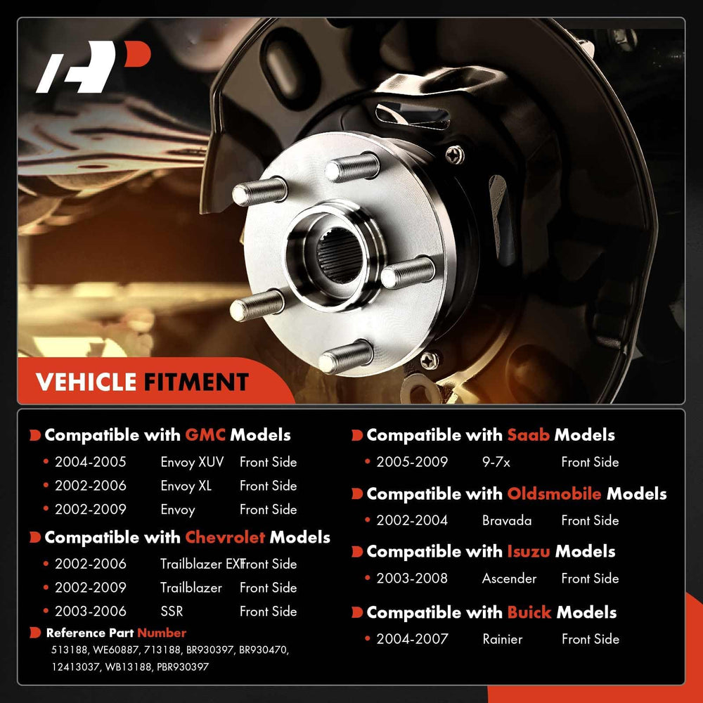 APremium front-right wheel bearing hub with ABS, 6-lug for stability