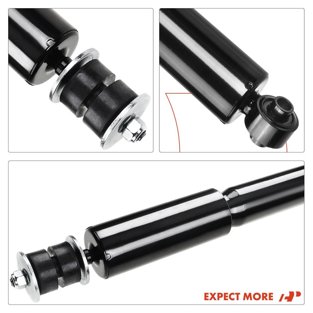 A-Premium shock assembly image emphasizes double-pipe design for consistent damping.