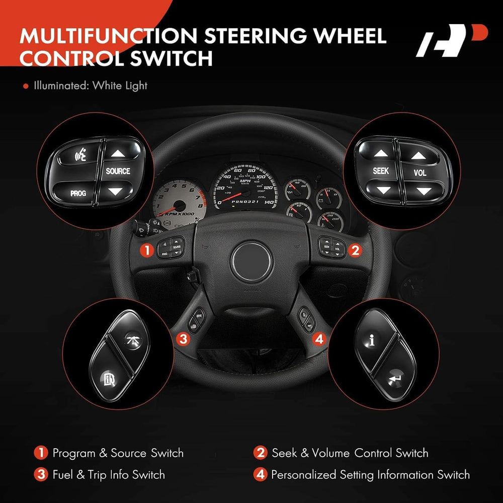 Fuel and trip info switch on dash for efficient monitoring.