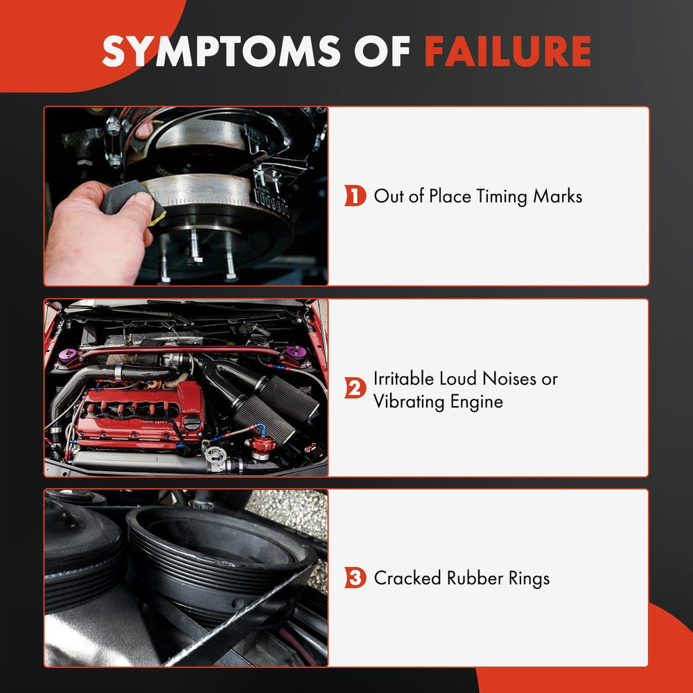 A-Premium harmonic balancer pulley during under-hood install shows fitment compatibility.