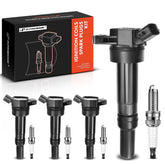 APremium ignition coil pack close-up with blade terminals for reliable ignition