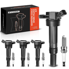 APremium ignition coil pack close-up with blade terminals for reliable ignition