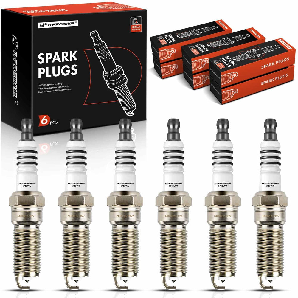 A-Premium Iridium Platinum spark plugs, top view, long-life ignition design.
