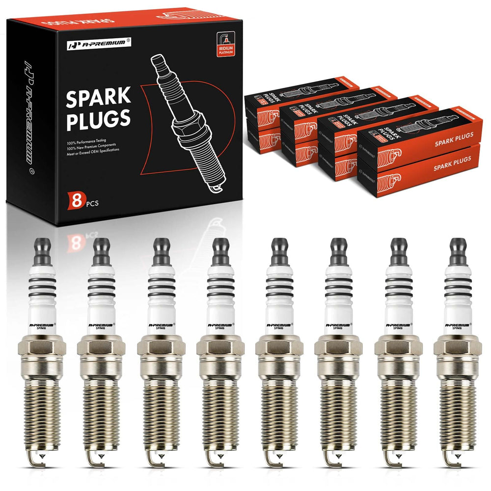 A-Premium Iridium Platinum Spark Plugs eight-pack for reliable ignition