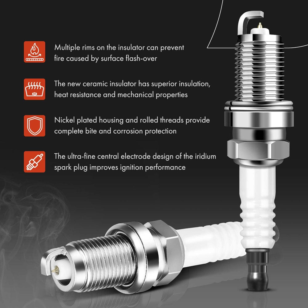 A-Premium iridium spark plugs close-up; potential longer life and quicker starting.