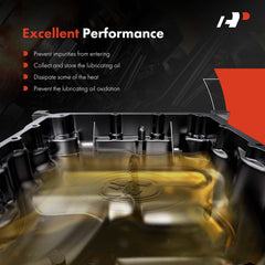 A-Premium sump for Prius models emphasizes drain plug inclusion for maintenance.