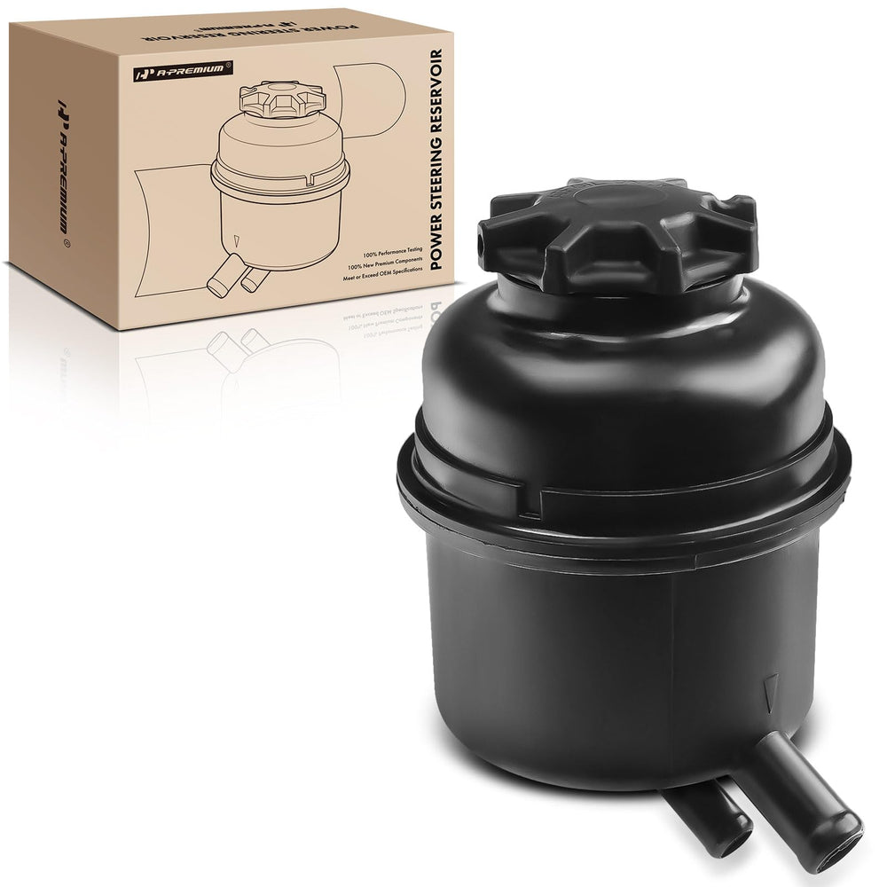 A-Premium power steering reservoir cap close-up with an OEM-style seal for BMW
