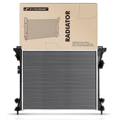 Product label and packaging of the A-Premium radiator assembly.