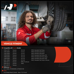 A-Premium rear-drum brake wheel cylinder, passenger-side close-up highlights compatibility.