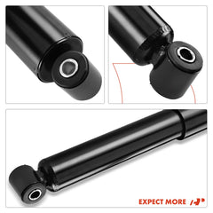 Specification highlights showing extended length, compressed length, and stroke.