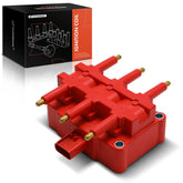 A-Premium red ignition coil pack close-up showing blade terminals for durable ignition performance