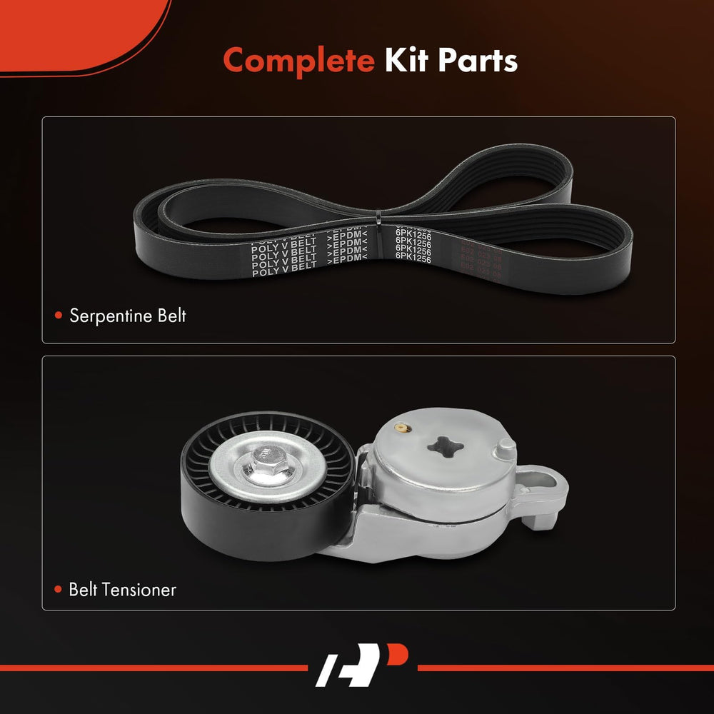 A-Premium serpentine belt drive kit belt close-up highlighting belt quality