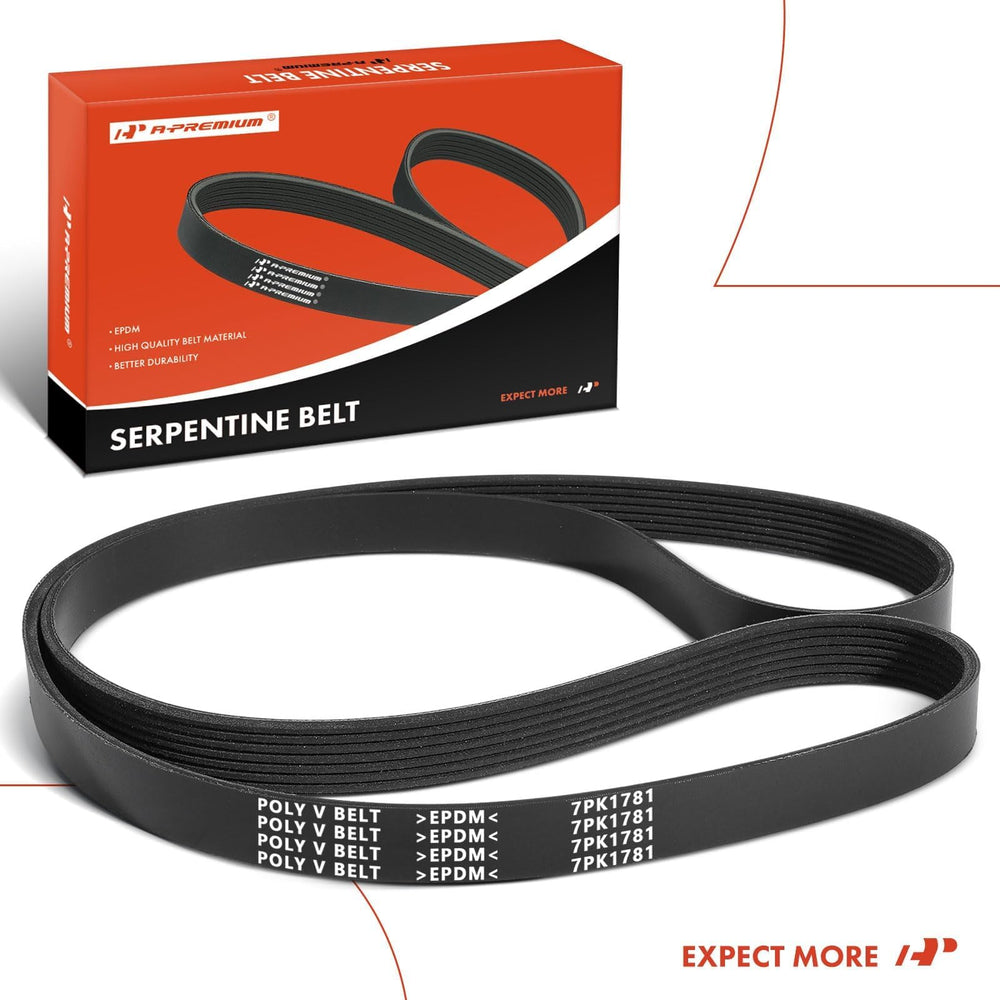 A-Premium serpentine belt one-year unlimited mileage guarantee badge.