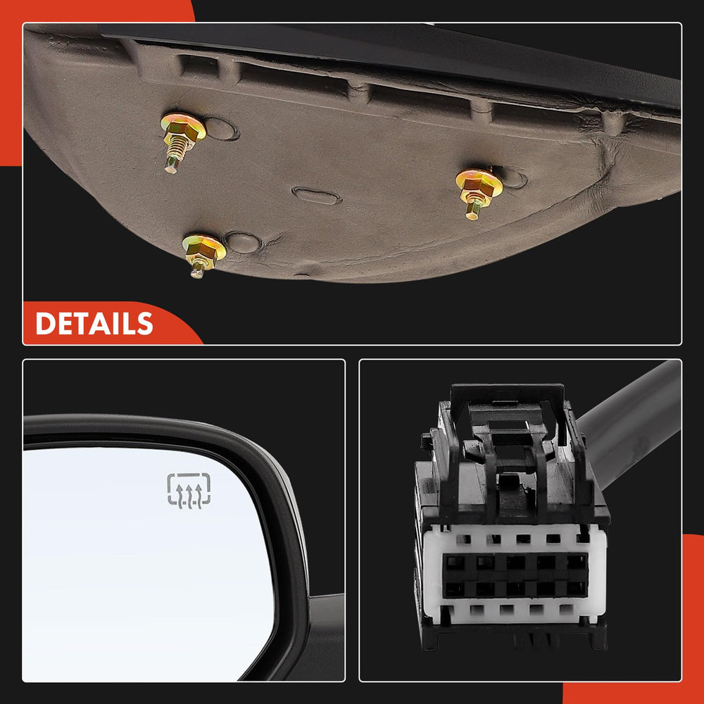 A-Premium black finish mirror on GM models blends with vehicle styling.
