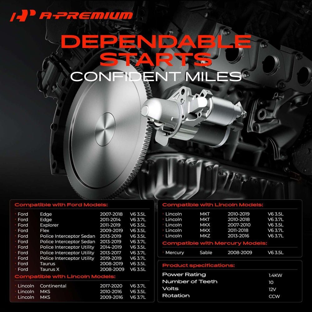 A-Premium starter motor side view showing compact design for easy fit