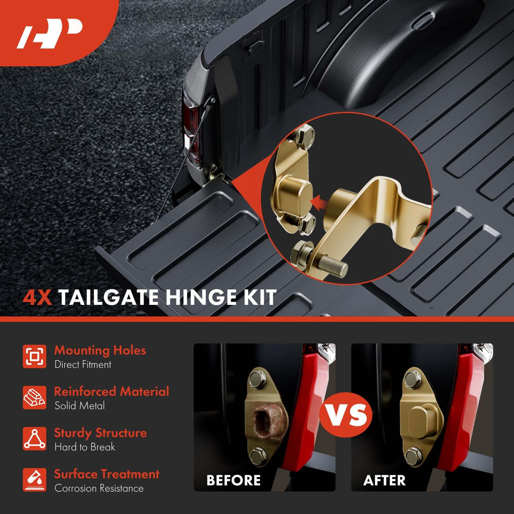 Rear view of Silverado with A-Premium hinges on the tailgate