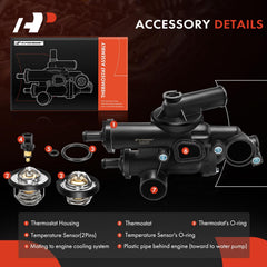 A-Premium thermostat housing front view demonstrates compact design for tight engine bays.