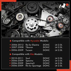 A-Premium timing belt kit with water pump tensioner close-up for precise Tiburon installation