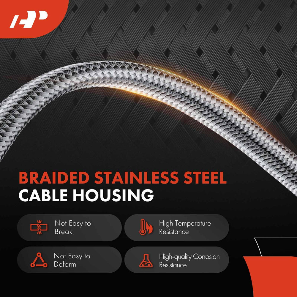 A-Premium close-up shows the durable stainless steel braided shield.