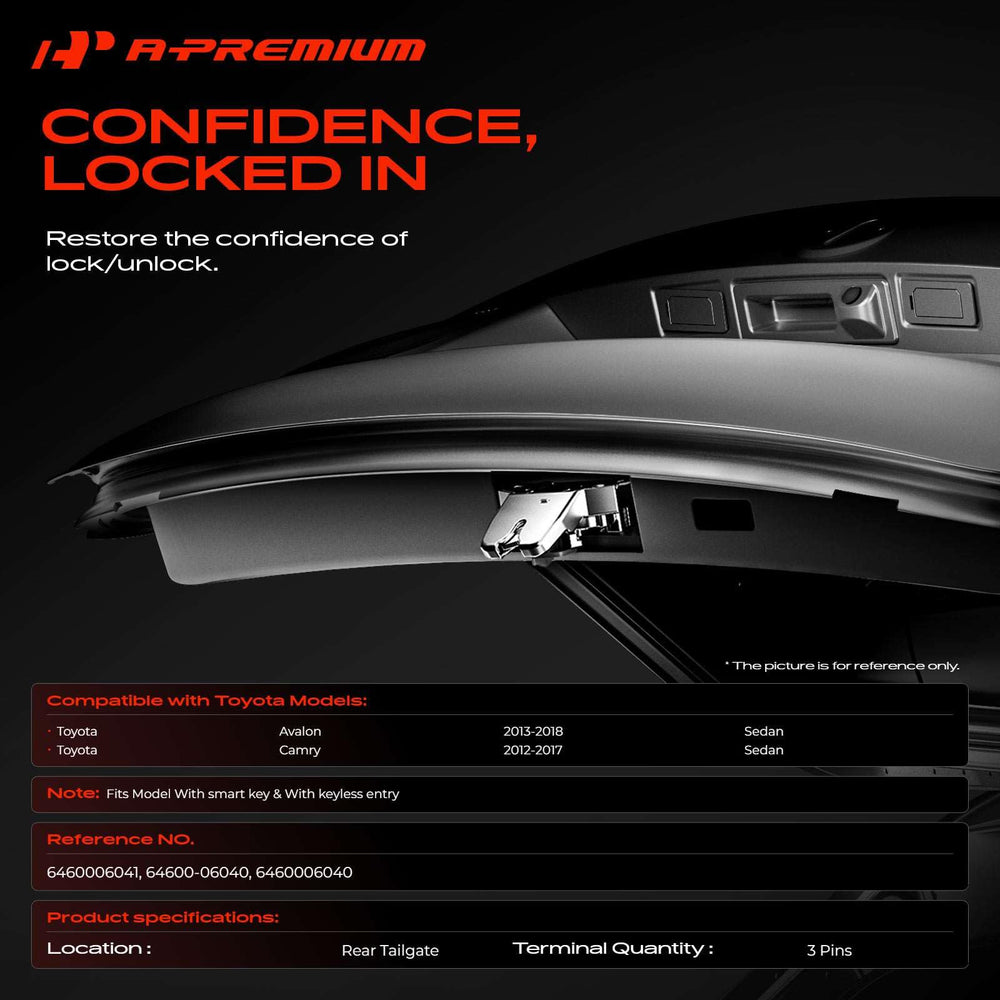 A-Premium trunk latch for Avalon 2013-2018 supports secure rear trunk operation.