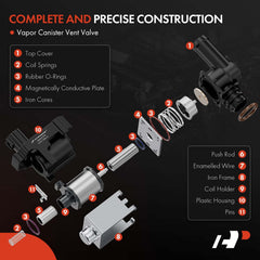 A-Premium vapor canister vent solenoid valve installed in the engine bay for Nissan Rogue.