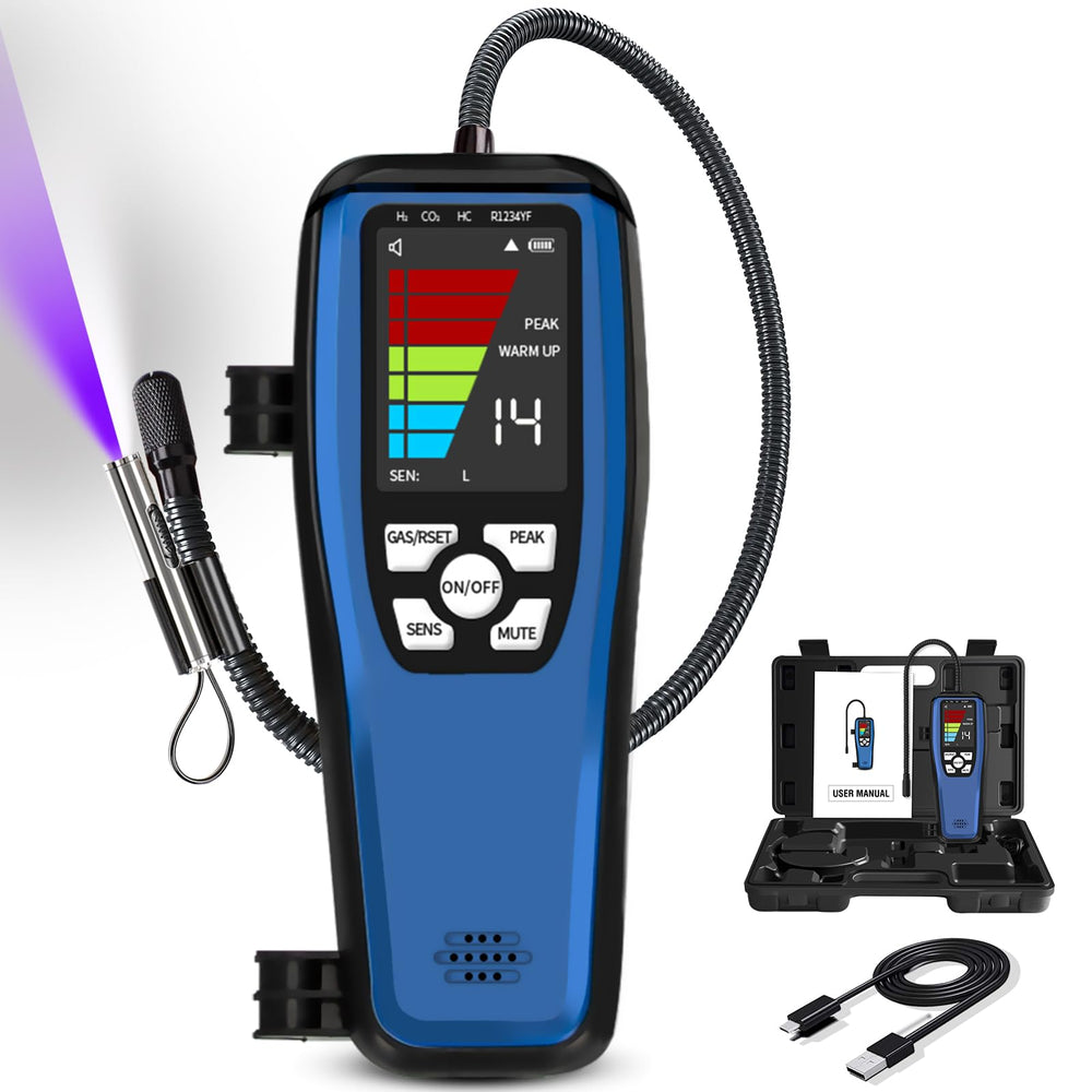 Aprvtio ALD-200 front view shows a compact HVAC leak detector for on site diagnostics