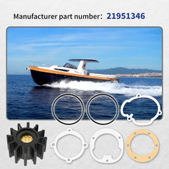 AQBB impeller dimensions shown for precise fit in Volvo Penta and Johnson models.