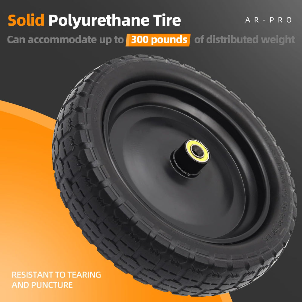 AR-PRO 13-inch flat-free tire with washers included for quick setup