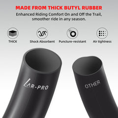 18-inch AR-PRO inner tube cushions bumps on rough terrain.