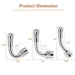 Aracey 45-degree brass valve extension designed for tight spaces.