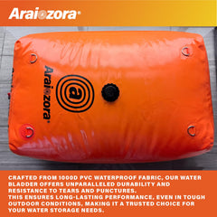 Four stainless steel handles on the Araiozora water bladder tank