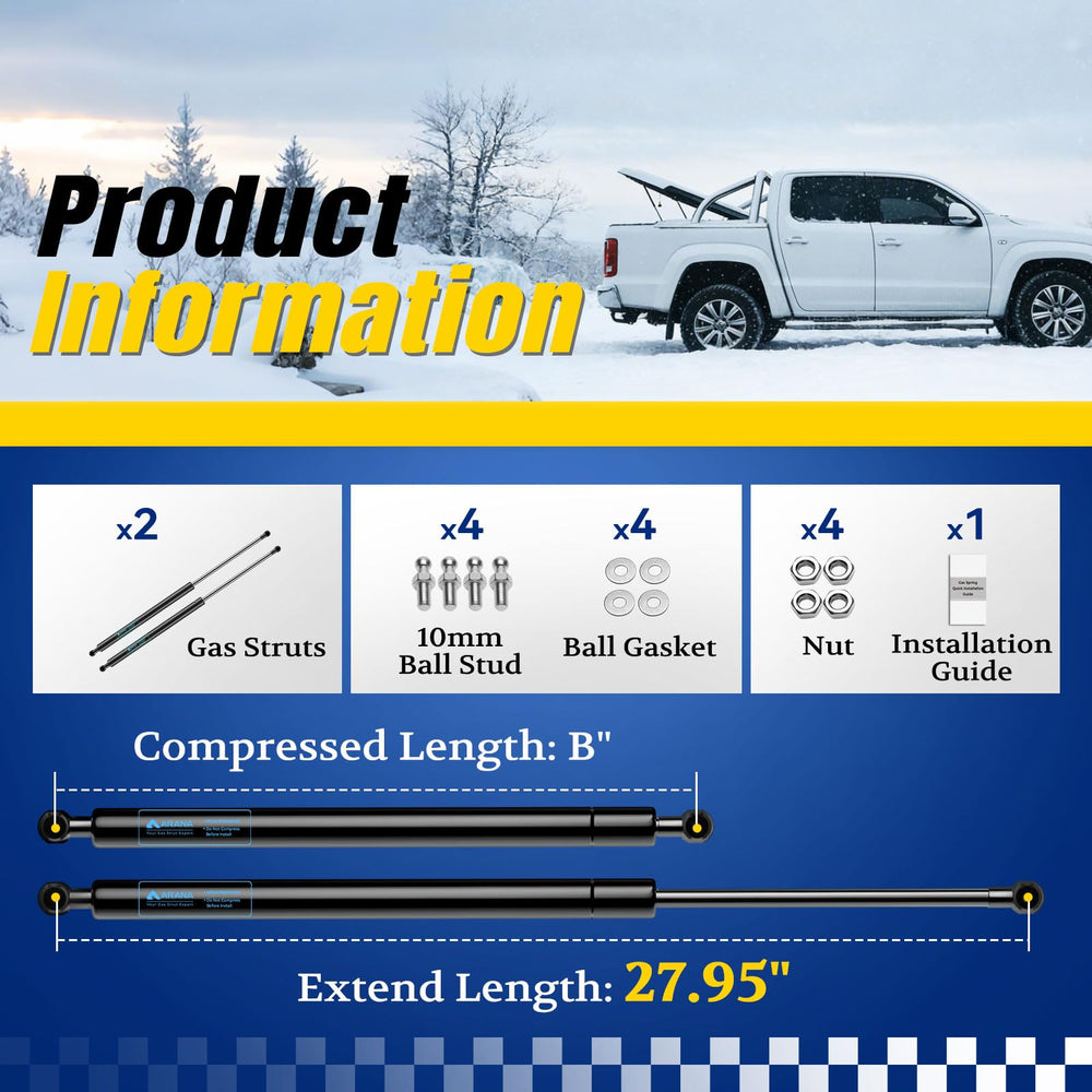ARANA installation view showing two shocks supporting a tonneau cover