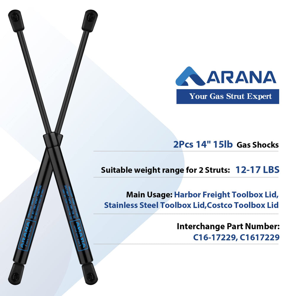 ARANA SX140P15 extended-length struts ensure smooth opening on larger lids.