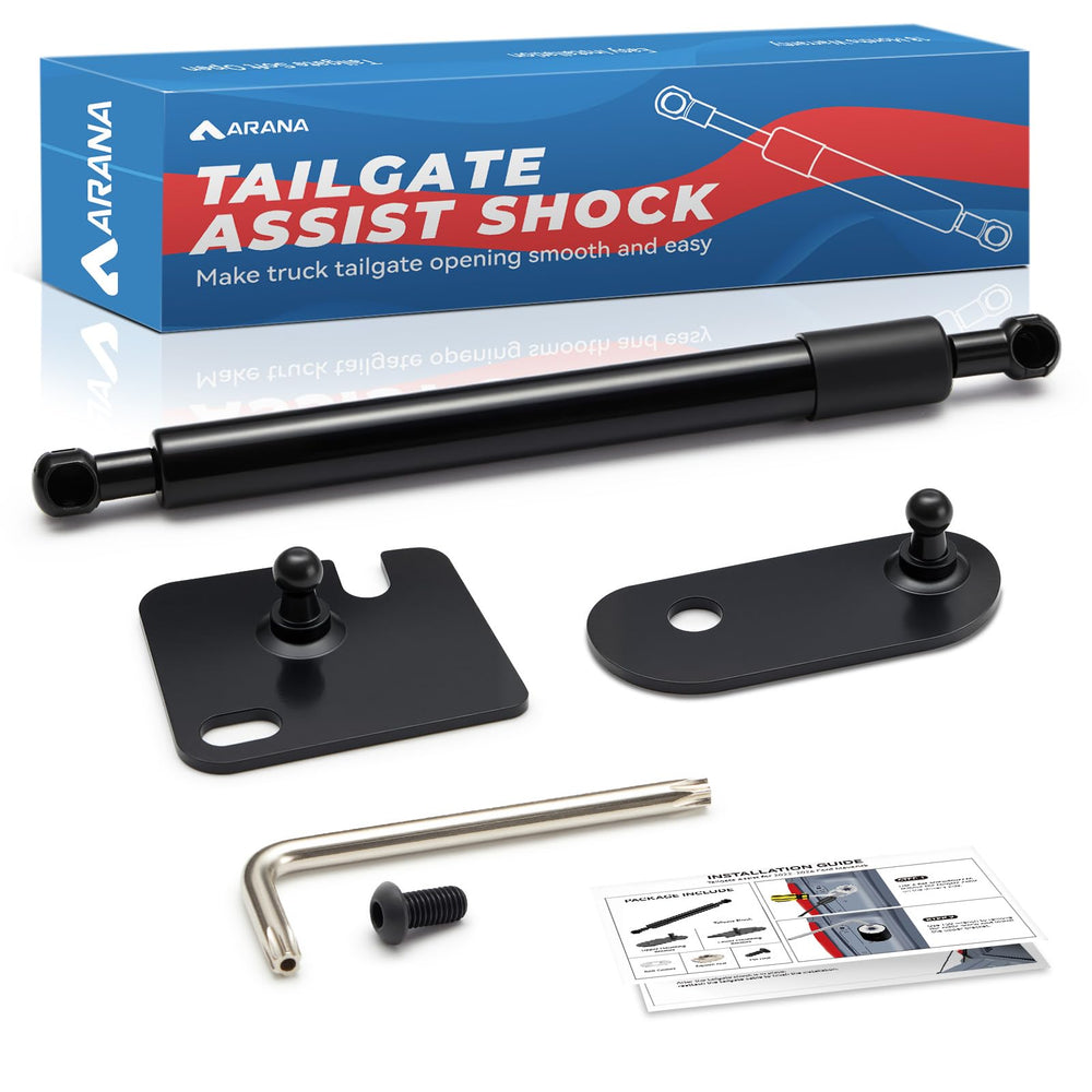 ARANA Tailgate Assist Shock installed on a Ford tailgate for smooth lowering.