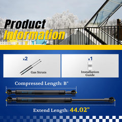 ARANA tonneau cover application with 44-inch gas struts delivering smooth lift.