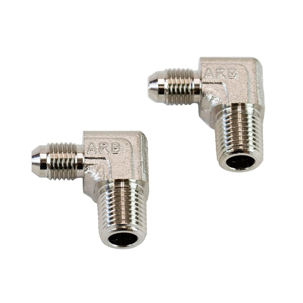 ARB 90 elbow JIC4M 1/4NPTM showing compact 90-degree bend for tight-space hydraulic lines.