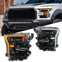 Archaic headlights for 2015-2017 F-150 front-left angle showing bolt-on upgrade