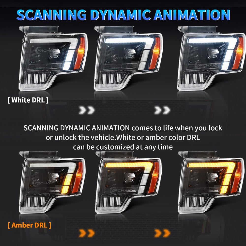 Archaic Headlights amber DRL mode provides distinct signaling on Ford F-150 drives.