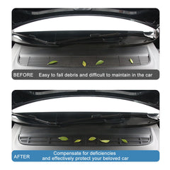 Arcoche vent cover shields Model Y Juniper from leaves and debris while maintaining airflow.
