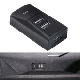 Arcoche glove box USB hub aligned with Model Y Juniper interior, four-port expansion