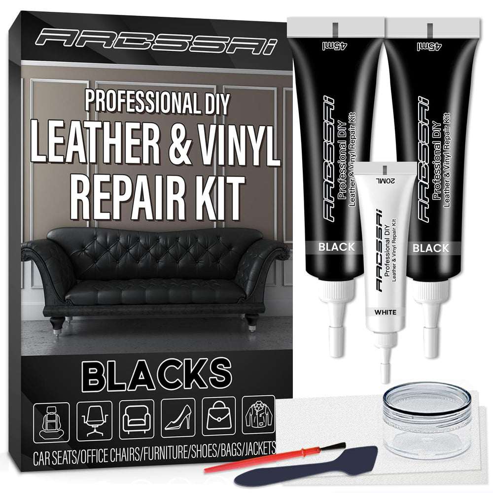 ARCSSAI leather repair kit contents for a complete DIY restoration.