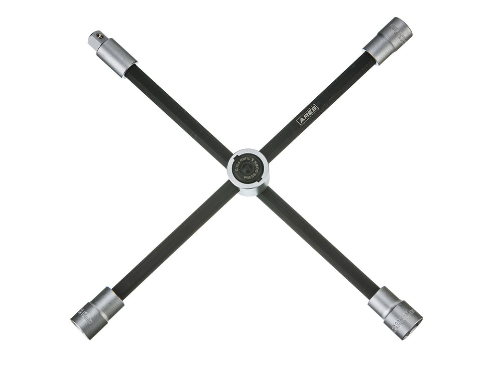 ARES 70092 four-way sliding lug wrench with push-button adjustment for maximum leverage.