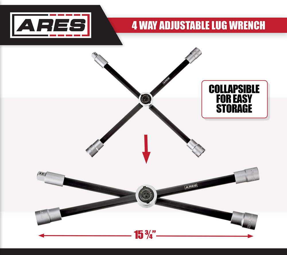 Fully collapsed length of 15 3/4 inches fits tight spaces.