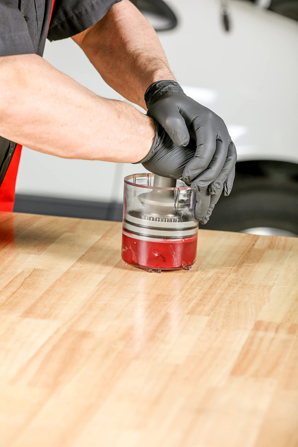 ARES bearing packer in use during a wheel bearing service