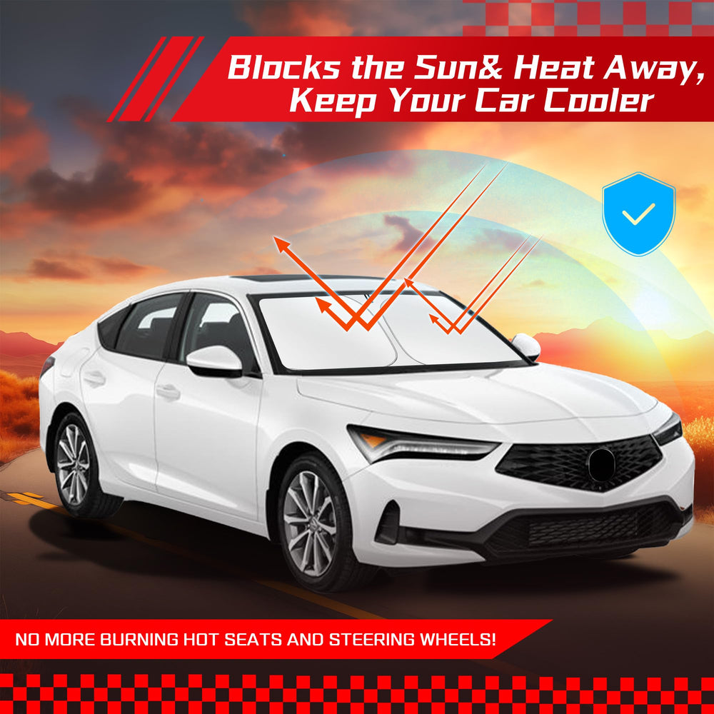 ARISMOTOR sun shade installed on Acura Integra offers interior protection and glare reduction.