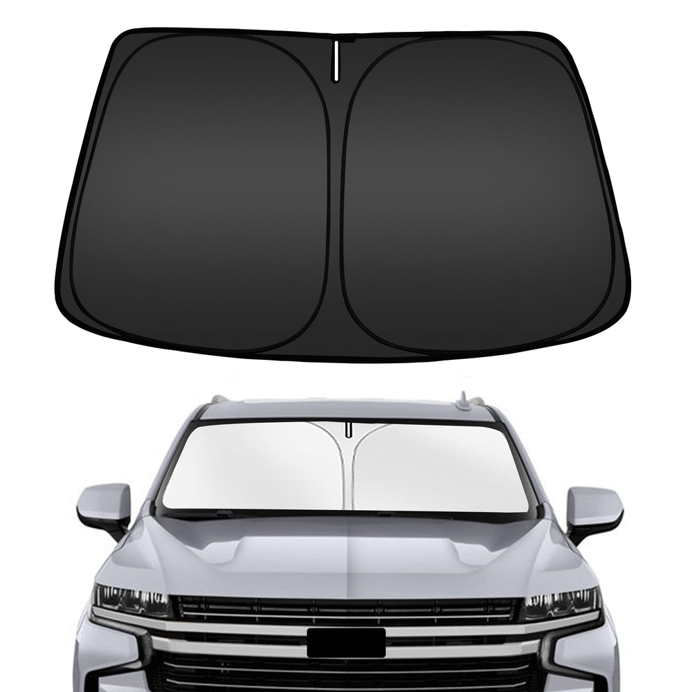 ARISMOTOR windshield shade on Tahoe with custom, gap-free fit