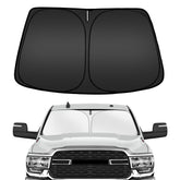 ARISMOTOR windshield sun shade on a Dodge RAM blocks UV rays and keeps interior cooler.