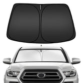 ARISMOTOR windshield sun shade on Tacoma front view protecting interior from sun and heat