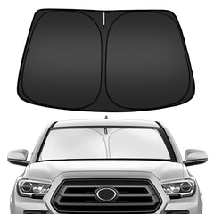 ARISMOTOR windshield sun shade on Tacoma front view protecting interior from sun and heat