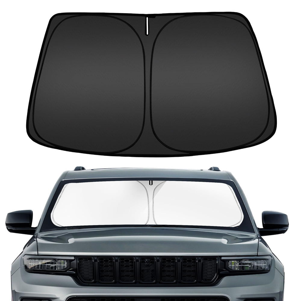 ARISMOTOR windshield sun shade on Jeep Grand Cherokee with precise fit and UV protection
